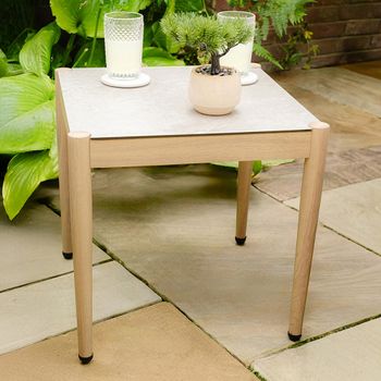 Burford Square Garden Wood Side Table