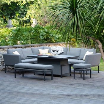 Pulse Corner Garden 214cm Rising Table Flanelle Dining Set