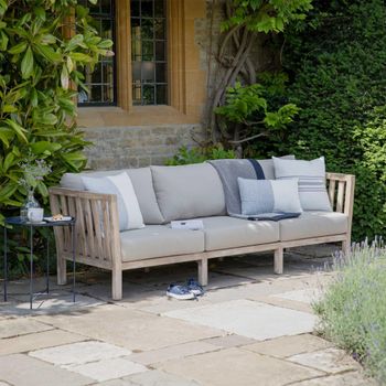 Porthallow Natural Acacia Wood Outdoor 3 Seater Sofa