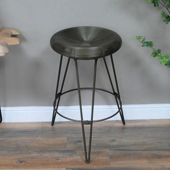 Grey Metal Round Stool
