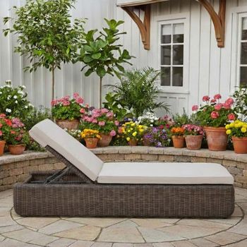 Skala Dark Rattan Outdoor Lounger