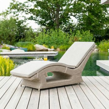 Hazelmere Natural Weave Rattan Garden Fixed Sunbed