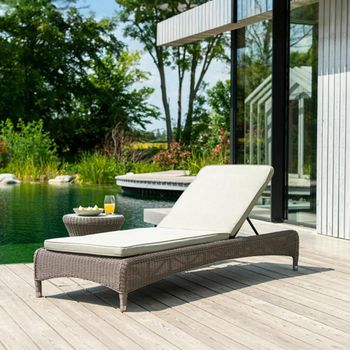 Hazelmere Grey Weave Rattan Garden Stacking Fixed Sunbed