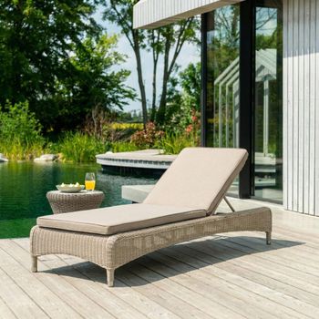 Hazelmere Natural Weave Rattan Garden Stacking Fixed Sunbed