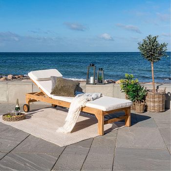 Andorra Garden Sun Lounger Natural Teak Wood Sunloungers