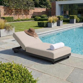 Ibiza Oatmeal Fabric and Powder Coated Aluminium Garden Sunlounger
