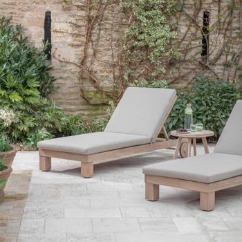 Porthallow Outdoor Lounger Natural Acacia Wood Sunloungers
