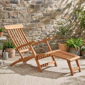Toddington Brown Outdoor Teak Steamer Chair