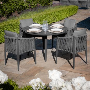 Milan Round Garden Charcoal Ceramic Top 4 Seater 120cm Dining Set