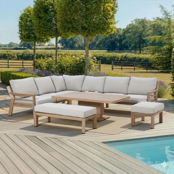 New York Corner Garden Wood Rising Table Dining Set
