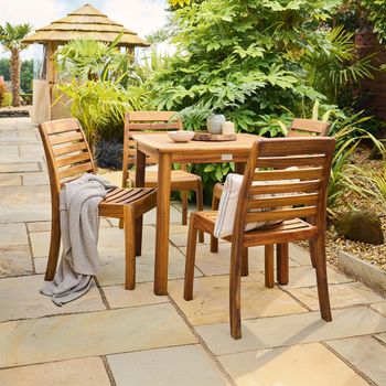 Cotswold Garden Acacia Wood 4 Seater 80cm Square Dining Set with 4 Stacking Dining Chair