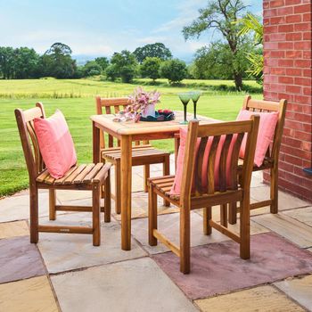 Redcliffe Garden Acacia Wood 4 Seater 80cm Square Dining Set with 4 Broadfield Side Dining Chair