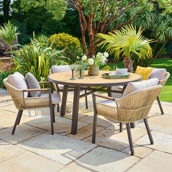 Bali Garden 4 Seater 150cm Round Dining Set with 4 Chairs