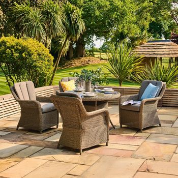 Arlington Luxury Rattan 4 Seater 120cm Round Dining Set with 4 Chairs