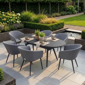 Ambition Oval Garden 6 Seater 180cm Flanelle Dining Set