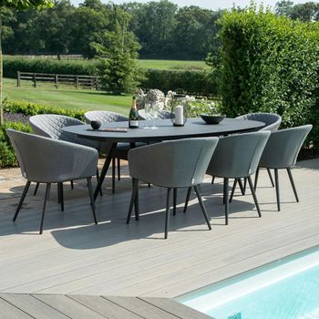 Ambition Oval Garden 8 Seater 230cm Flanelle Dining Set