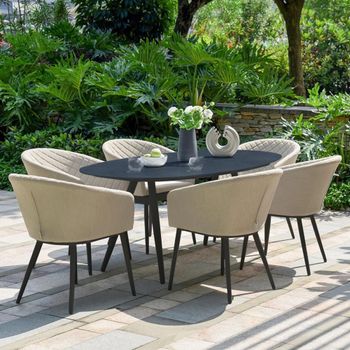 Ambition Oval Garden Oatmeal Aluminium 6 Seater 180cm Dining Set