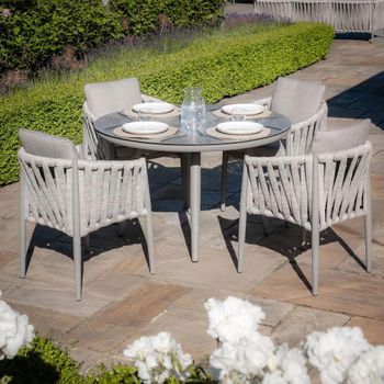 Milan Round Garden Cool Linen 4 Seater 120cm Dining Set