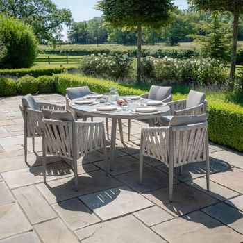 Milan Oval Garden Cool Linen 6 Seater 120cm Dining Set