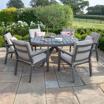 New York Round Garden Dove Grey 6 Seater 150cm Dining Set
