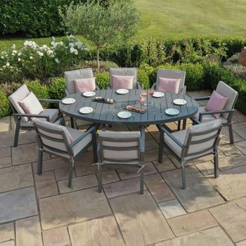 New York Oval Garden Dove Grey 8 Seater 220cm Dining Set