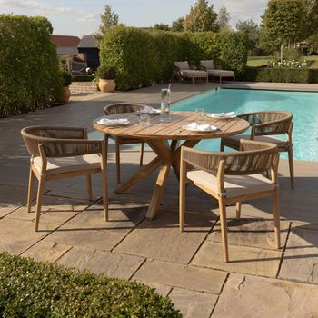 Porto Round Garden 4 Seater 135cm Sandstone Dining Set