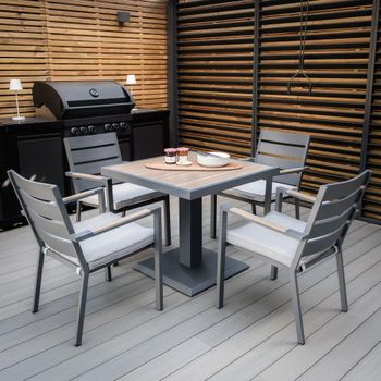 Vancouver Garden Dove Grey 4 Seater 90cm Square Dining Set