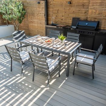 Vancouver Garden Dove Grey 6 Seater 182cm Dining Set