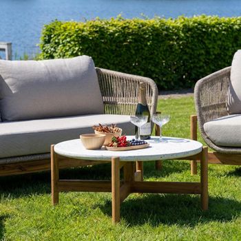 Terracina Round Garden White Concrete Top Coffee Table