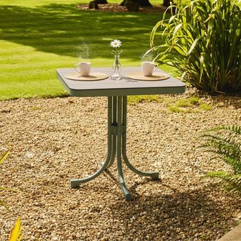 Bergen Green Metal Garden Bistro Square Table