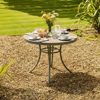 Bergen Garden Green Metal 4 Seater 105cm Round Dining Table