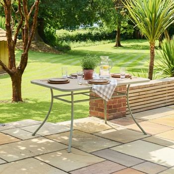 Bergen Garden Green Metal 4 Seater 145cm Dining Table