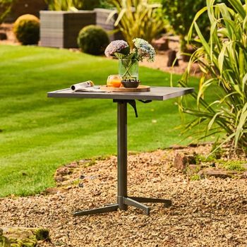 Oslo Grey Metal Garden Bistro Square Table