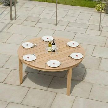 Roble Wood Round Garden 6 Seater 160cm Dining Table