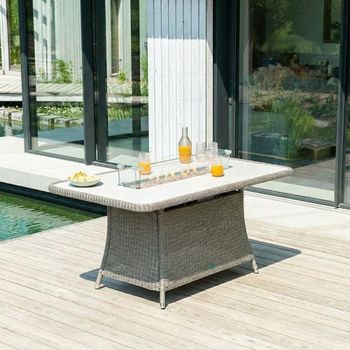 Hazelmere Grey Weave 6 Seater 165cm Garden Firepit Dining Table