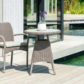 Hazelmere Round Bistro Table Garden Grey Weave Rattan