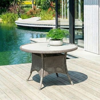 Hazelmere Grey Weave 4 Seater 115cm Garden Round Dining Table