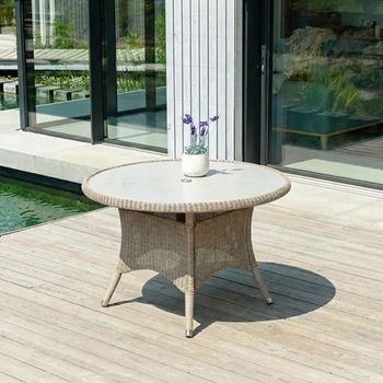 Hazelmere Natural Weave 4 Seater 115cm Garden Round Dining Table