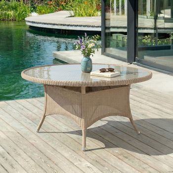 Hazelmere Natural Weave 4 Seater 60cm Garden Round Dining Table