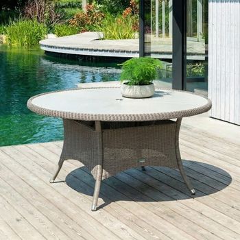 Hazelmere Garden Grey Weave 6 Seater 60cm Round Dining Table