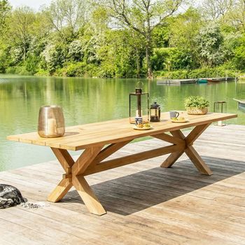 Plank Teak Wood 12 Seater 300cm Garden Dining Table