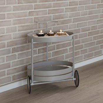 Beja Grey Metal Bar Round Trolley
