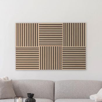 Acoustic Wall Panel Square Oak Veneer Brown