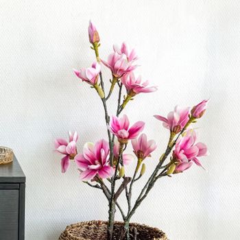 Rosa Magnolia Green and Pink Plastic Tree Decor