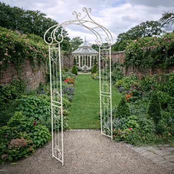Garden Arch Antique Cream Metal Decor