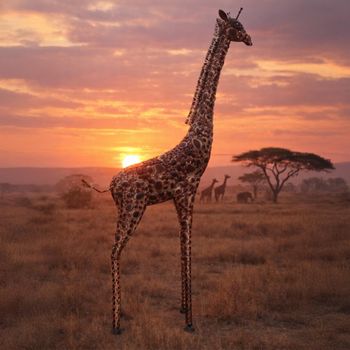 Brown Large Giraffe Garden Statue