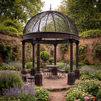 Brown Cast Metal Large Outdoor Gazebo Decor