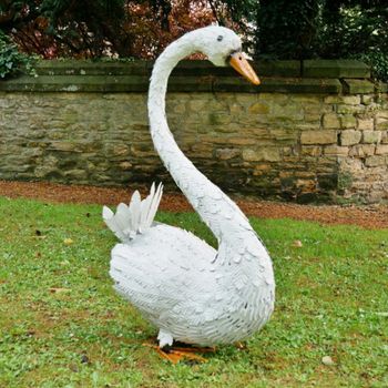 Swan White Metal Resin Statue