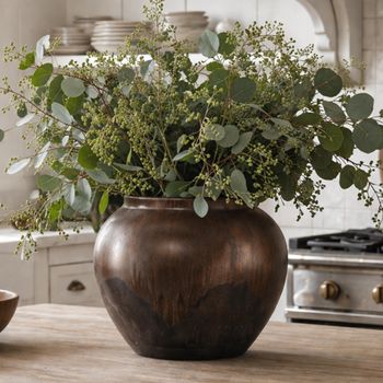 Orna Brown Wood Small Vase