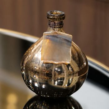 Savoy Bottle Antiqued Amber Decor